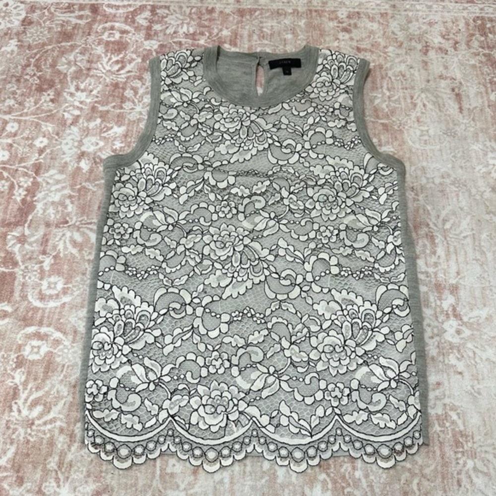 J CREW 100% Merino Wool Lace Top - Picture 1 of 8